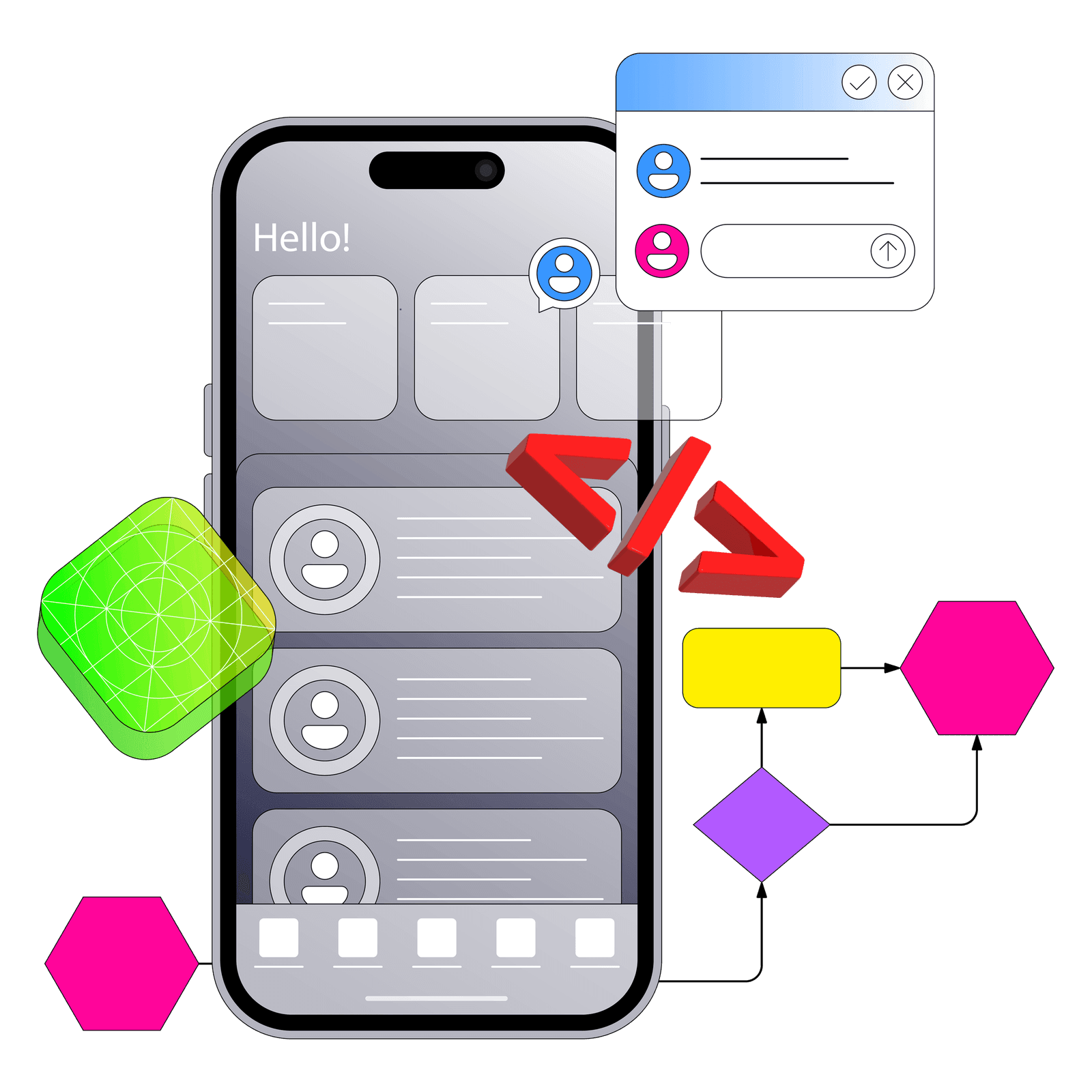 Mobile apps development feature illustration